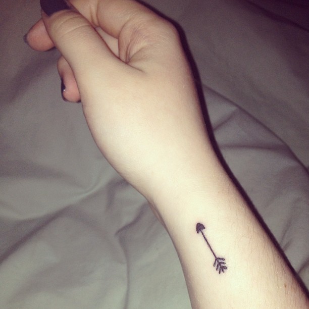 Tiny Black Arrow Tattoo On Wrist