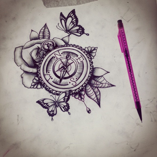 Traditional Compass Tattoo Design Idea