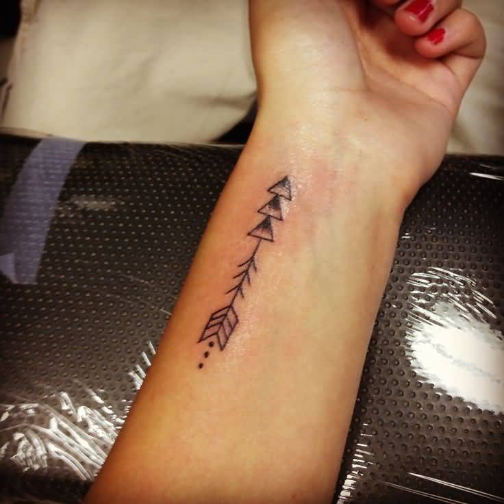 Triangle Arrow Tattoo On Wrist
