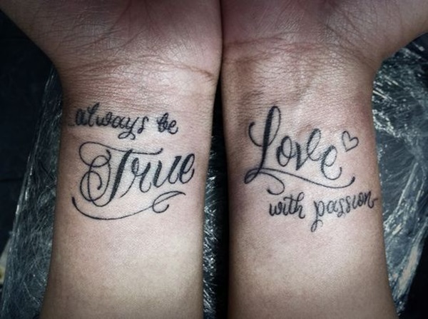 True Love Couple Tattoos On Wrists For Couple