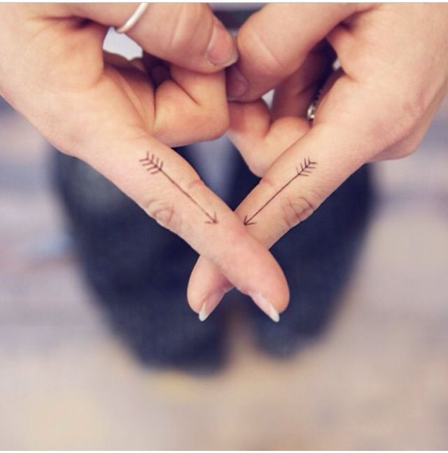 Two Simple Black Inked Arrows On Both Fingers