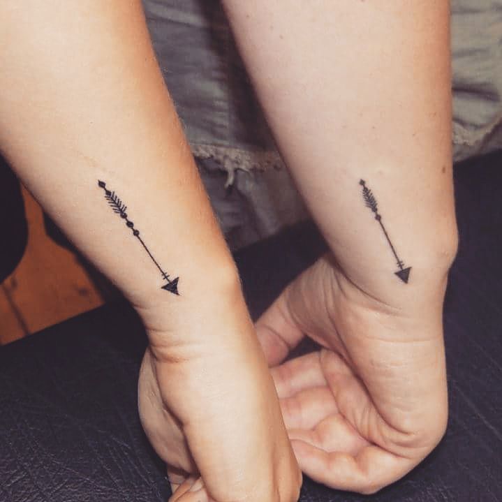 Two Small Black Arrows Tattoos On Two Wrist