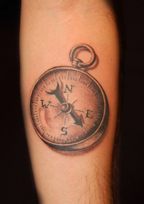 Unique Compass Tattoo On Left Forearm