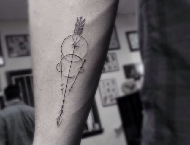 Unique Geometric Arrow Tattoo On Forearm