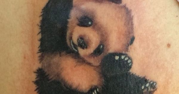 Very Cute Baby Panda Tattoo Design