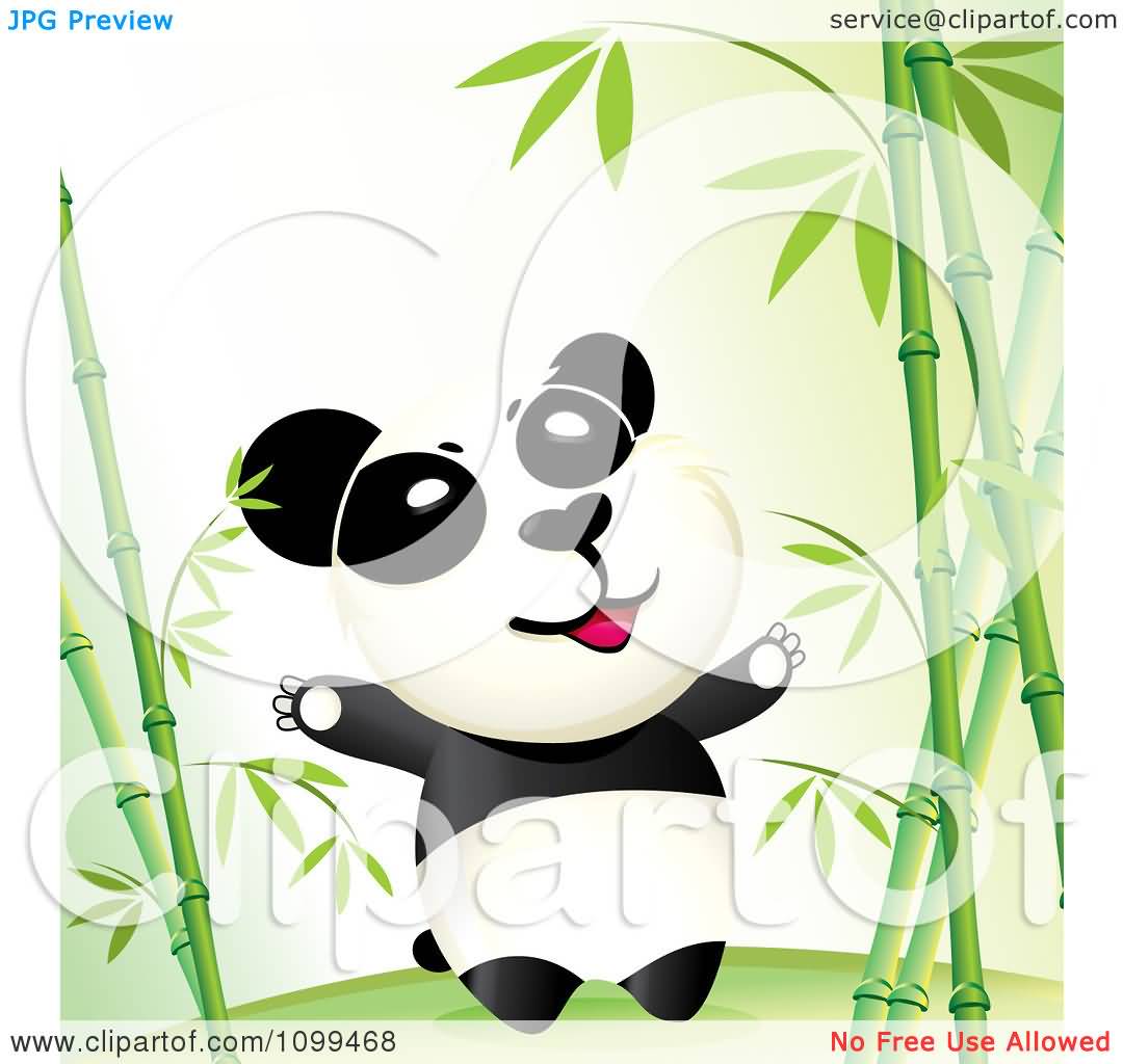 Very Cute Baby Panda With Bamboos Tattoo Design