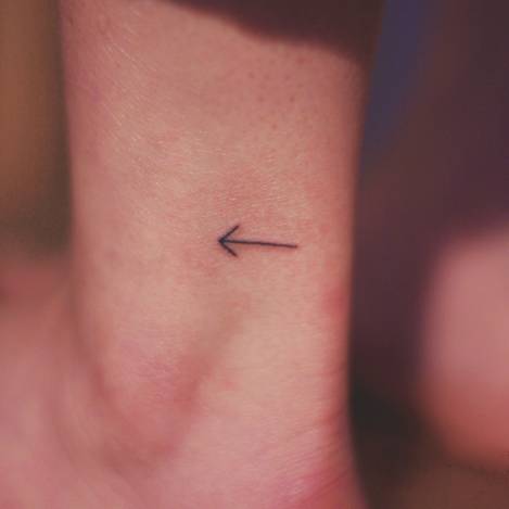 Very Small And Simple Arrow Tattoo On Ankle