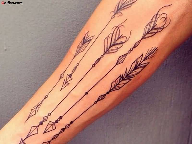 Vintage Arrows Tattoo On Arm