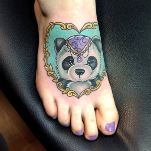 Vintage Inker Panda Tattoo On Foot