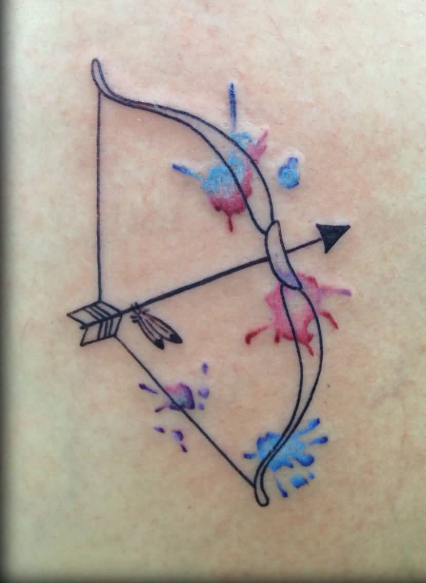 Watercolor Bow And Arrow Tattoo Design