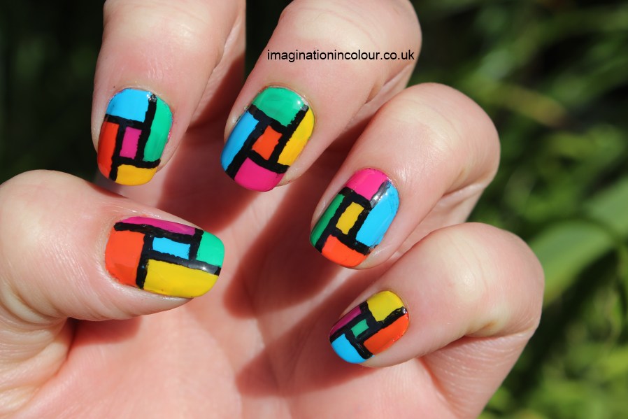 Abstract Multicolored Pattern Acrylic Nail Art
