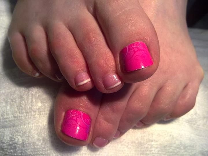 Acrylic Pink Nail Art For Toe