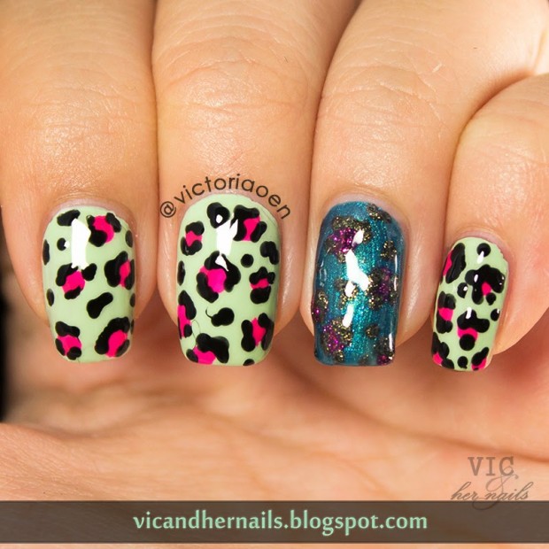 Adorable Leopard Print Nail Art Design