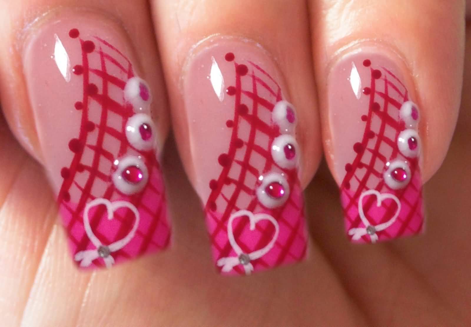 Adorable Pink Acrylic Nail Art Design