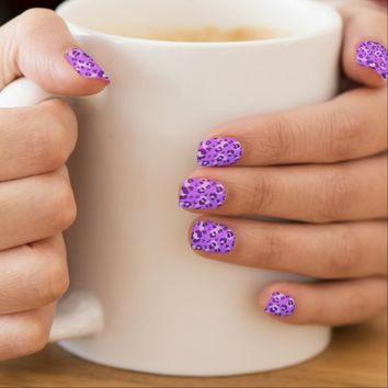 Adorable Purple Color Leopard Print Nails