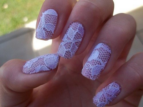 30 Very Cute White Lace Nail Art Design Ideas