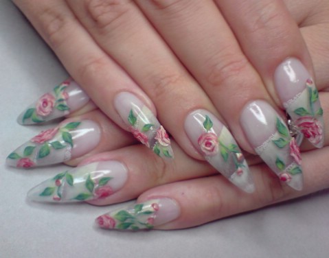 Amazing Floral Acrylic Nail Art Design