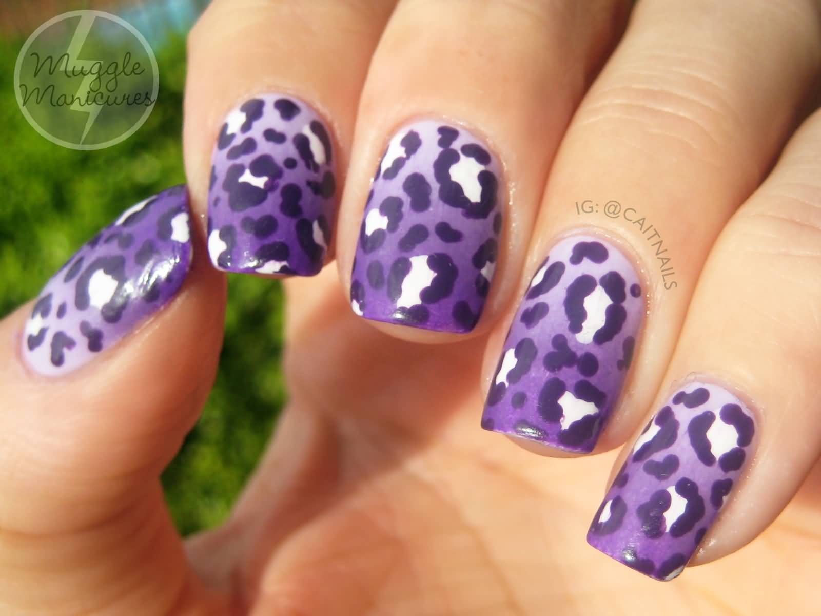 Amazing Purple Leopard Print Nail Art Design Idea