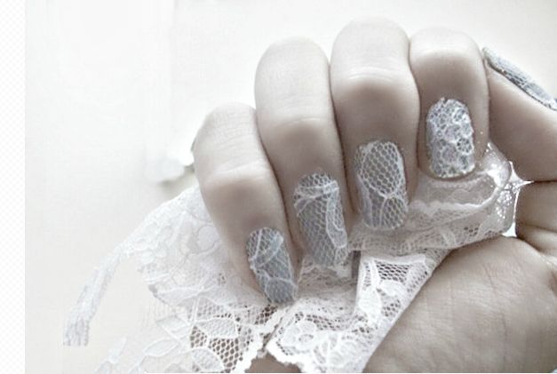 Amazing White Lace Nail Art Design