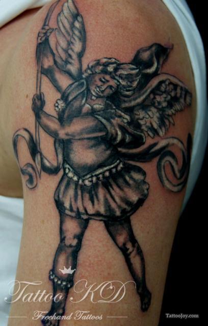 Archangel Tattoo On Left Shoulder by Kd
