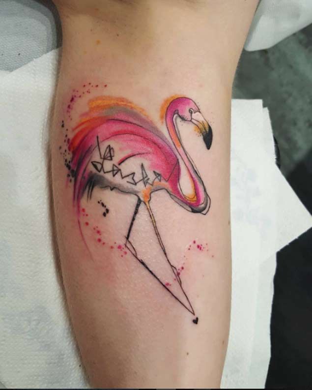 Awesome Flamingo Tattoo On Bicep By Simona Blanar
