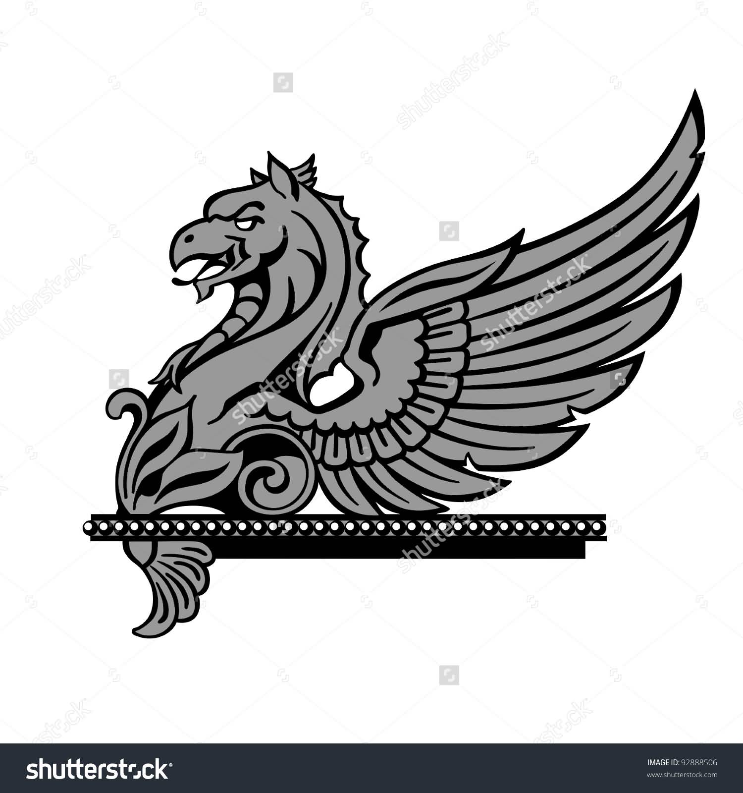 Beautiful Griffin With White Background Tattoo Design