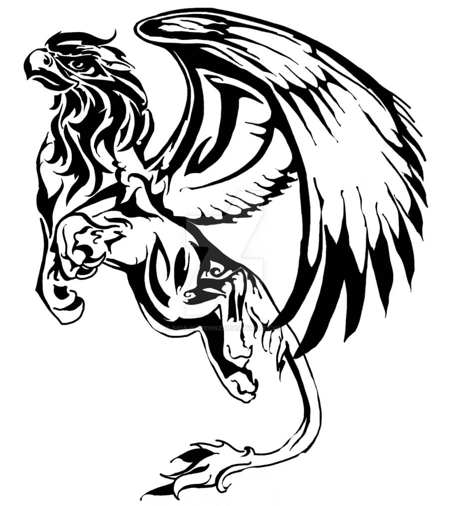 Beautiful Tribal Griffin Tattoo Design By SoulhavenNZ