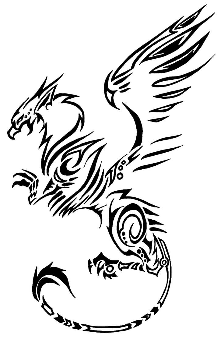 Beautiful Tribal Griffin Tattoo Design