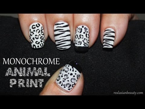 Black And White Leopard Print Nail Art
