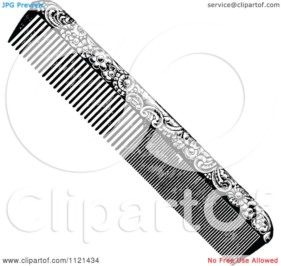 Black And White Nicely Designed Hair Comb Tattoo Design