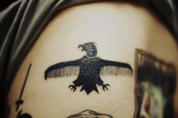 Black Bat Shaped Comb Tattoo