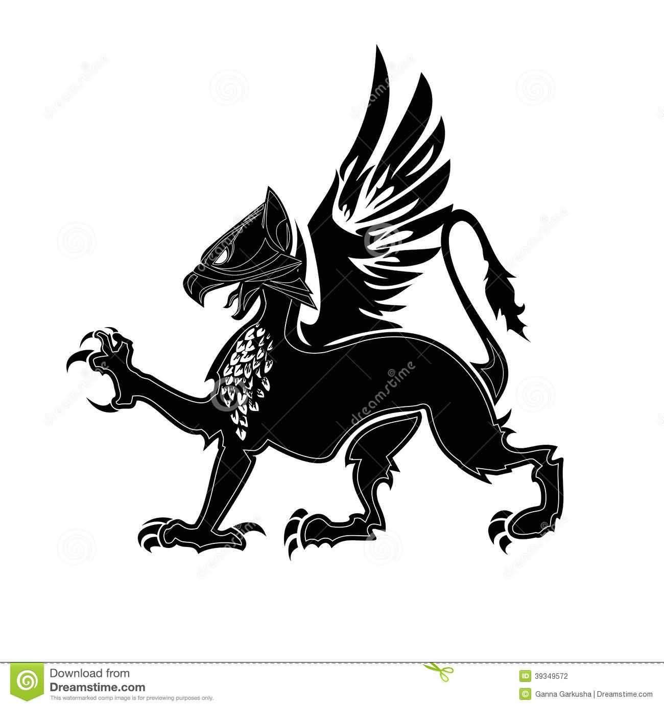 Black Color Angry Griffin Tattoo Design
