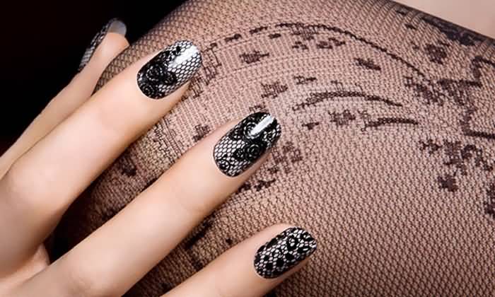 Black Lace Nail Art