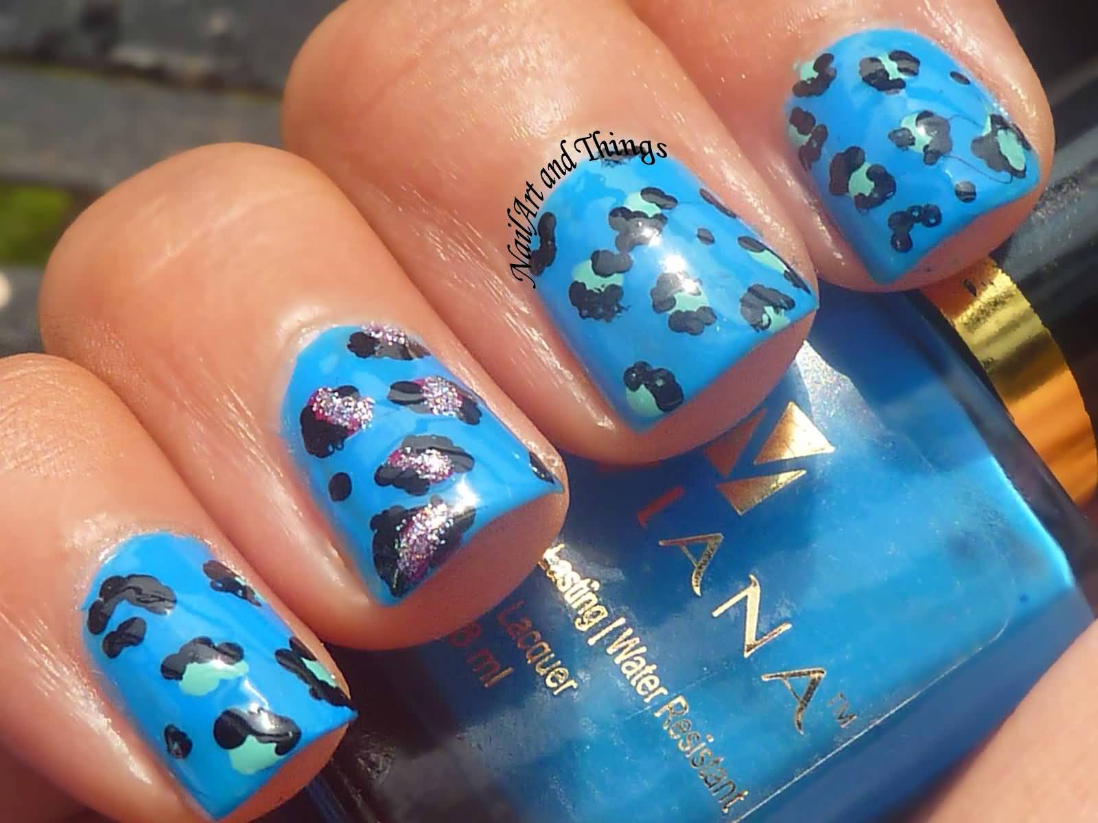 Blue And Purple Adorable Leopard Print Nail Art