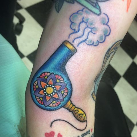 Blue Color Blow Dryer Tattoo
