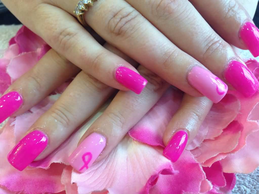 Bright Pink Acrylic Nails Design