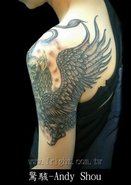 Brilliant Roaring Griffin Tattoo On half Sleeve For Girl