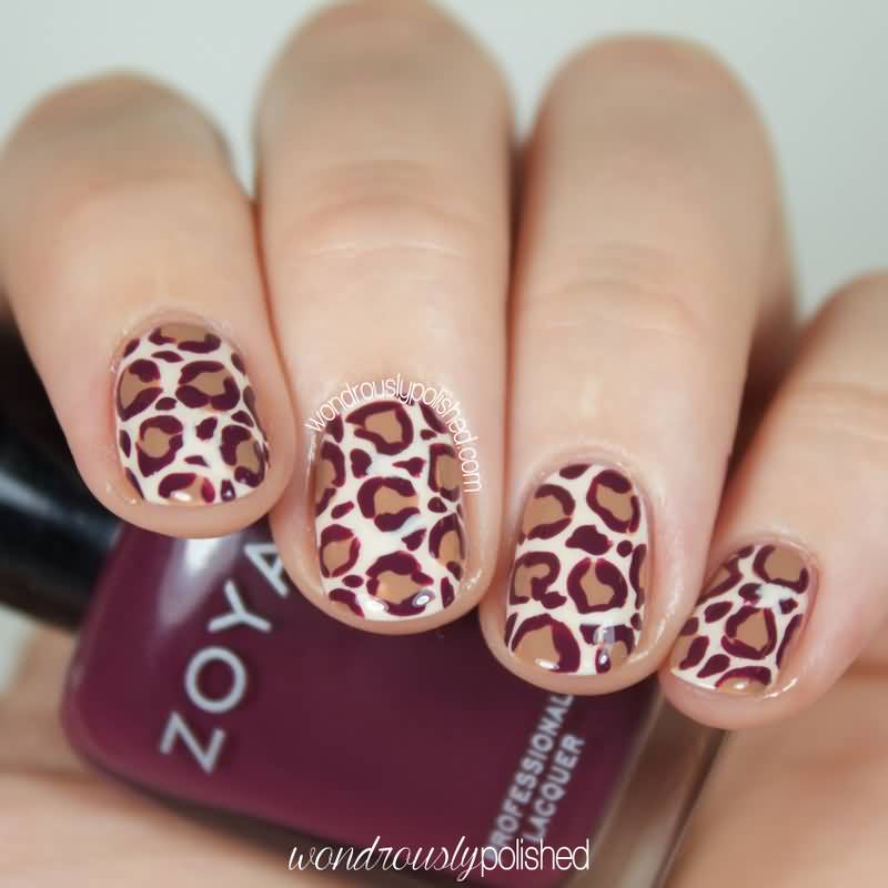 Brown Leopard Print Nail Design