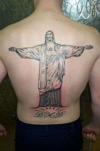 Christianity Jesus Tattoo On Man Full Back