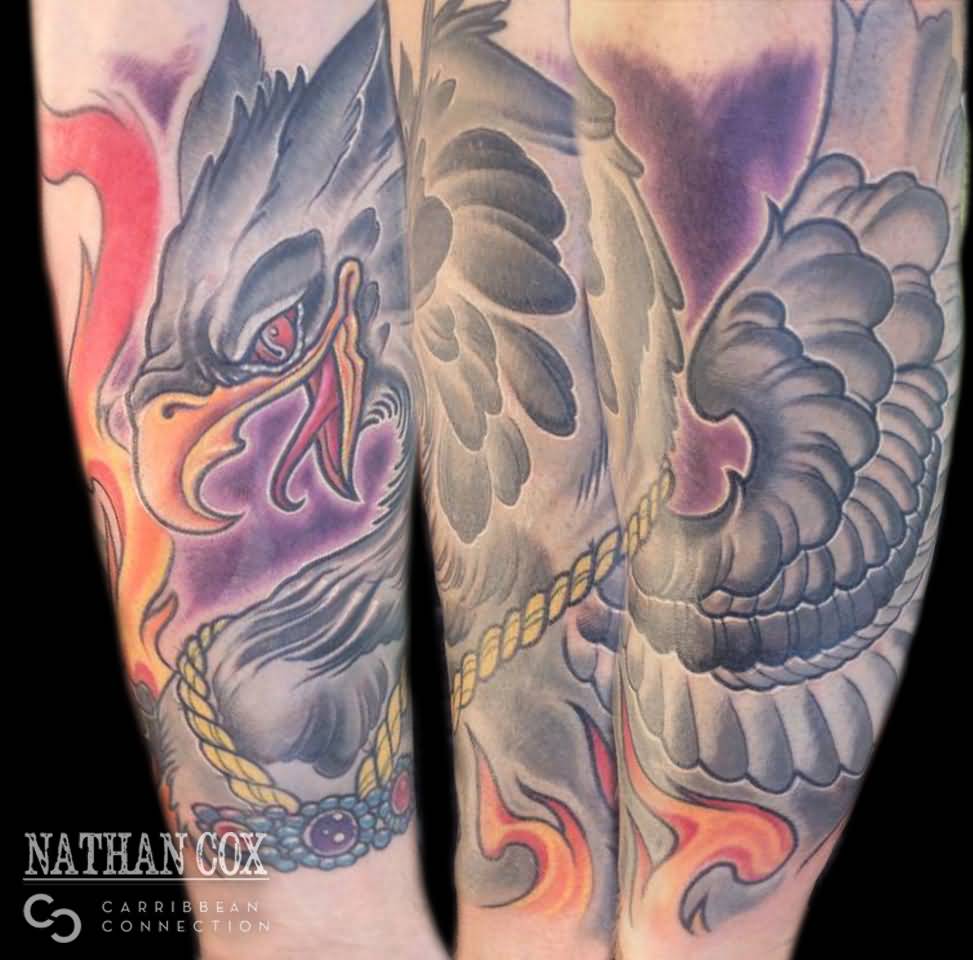 Colorful Griffin Tattoo By Nathan