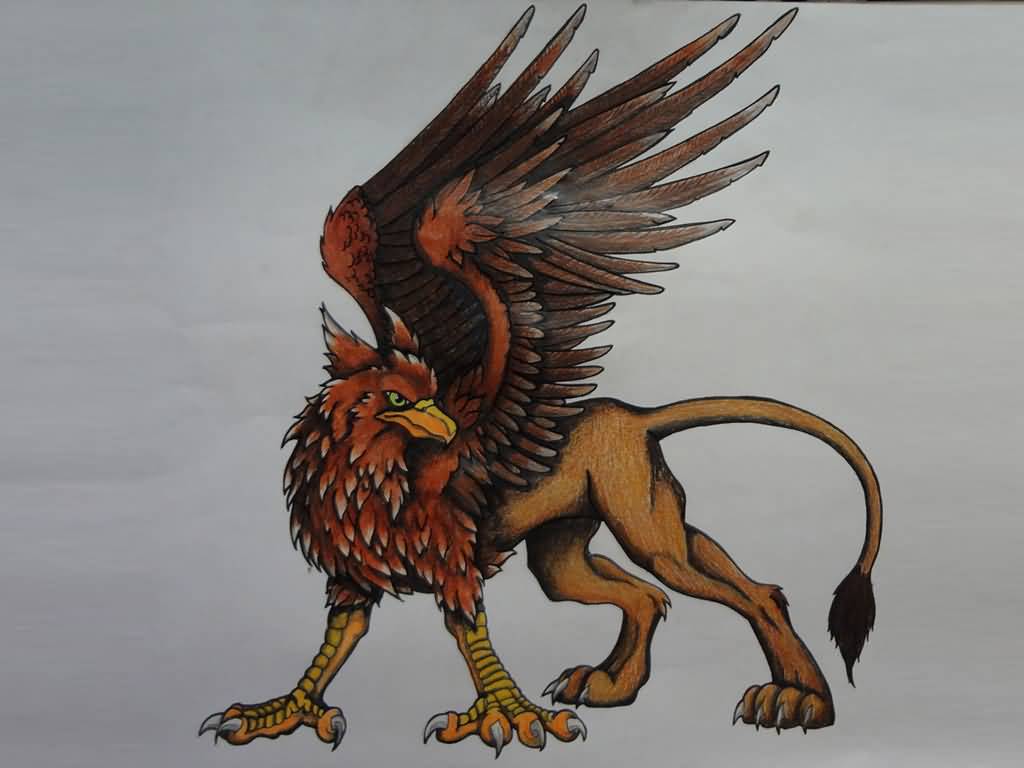 Colorful Griffin Tattoo Design