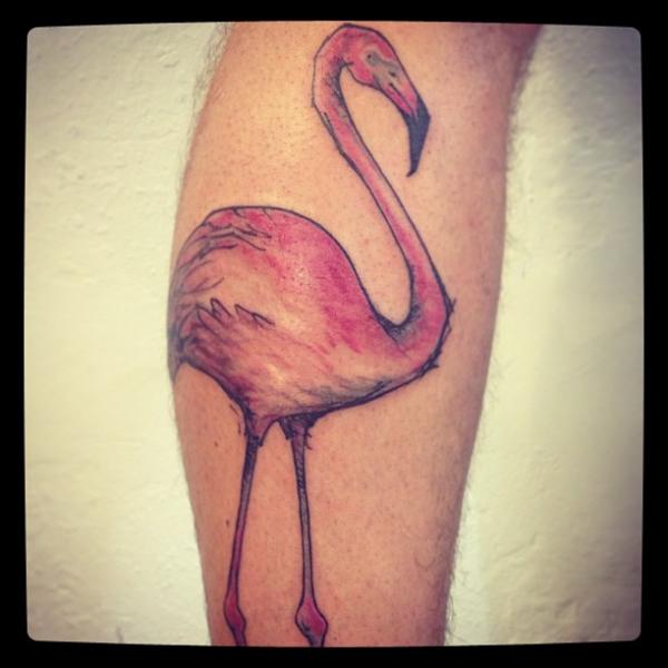 Cool Flamingo Tattoo On Forearm