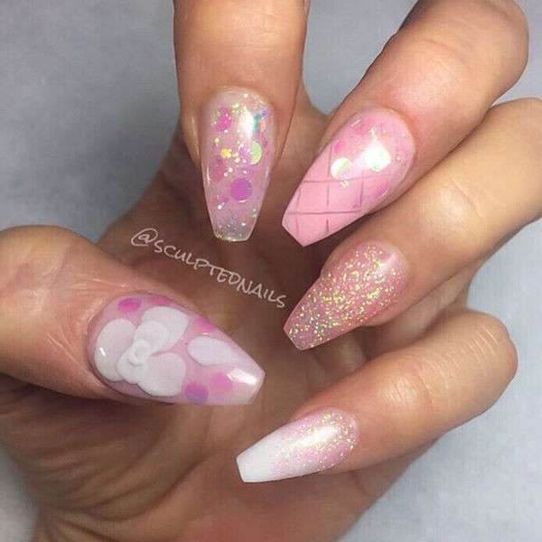 Creative Pink Acrylic Nails
