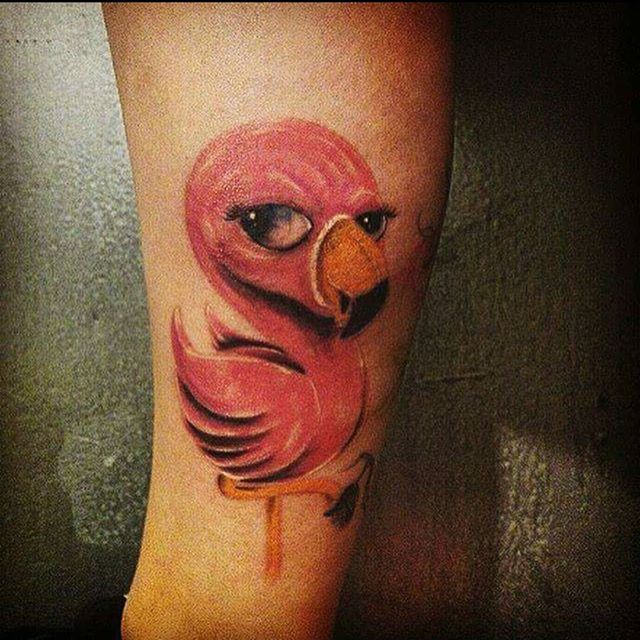 Cute Baby Flamingo Tattoo On Forearm