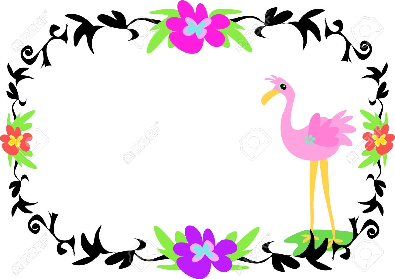 Cute Flamingo With Great Frame Tattoo Design