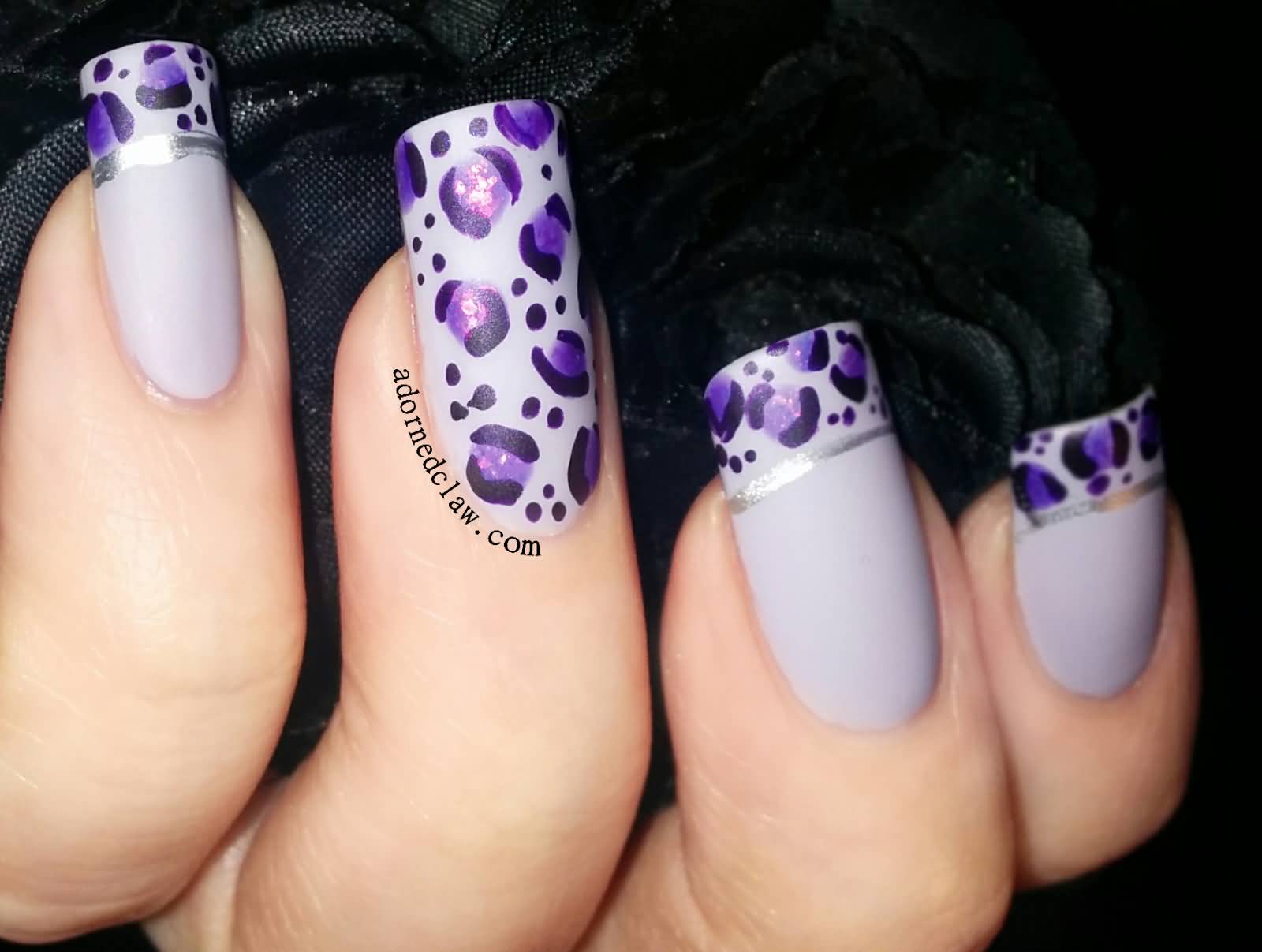Cute Purple Leopard Print Nail Art
