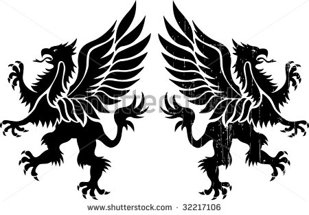 Double Tribal Griffins Tattoo Design