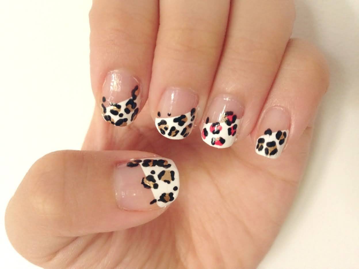Easy French Tip Leopard Print Nail Art