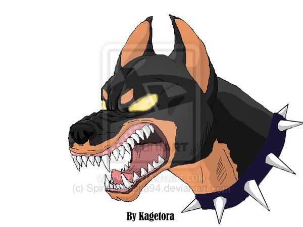 Extremely Angry Doberman Tattoo Design