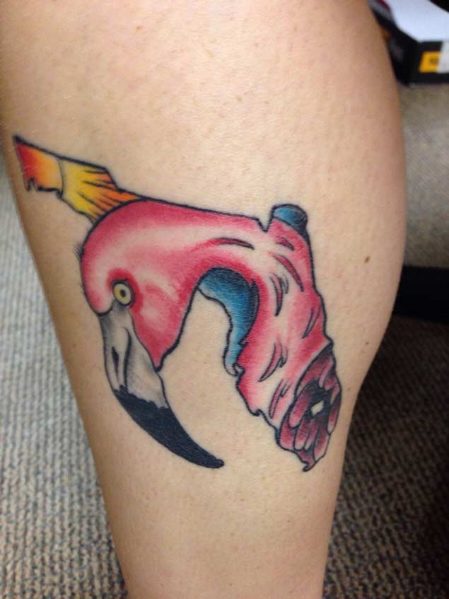 Flamingo In Florida Outlined Style Tattoo